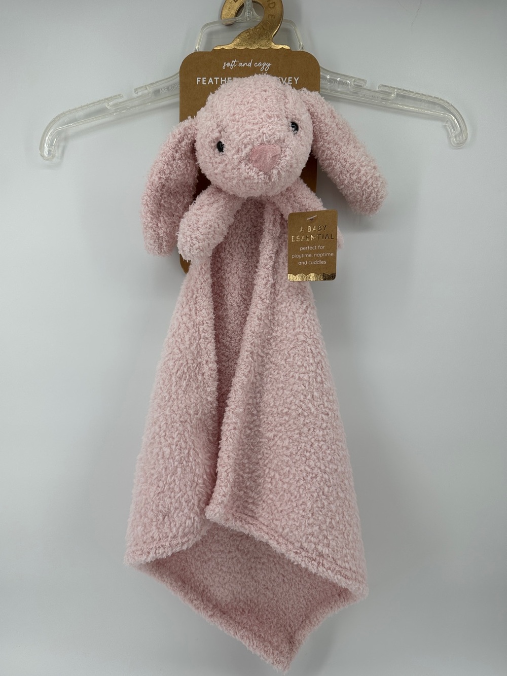 NEW Levi & Emmie Pink Bunny Feather Knit Lovey Security Baby Blanket‎ Nunu Plush